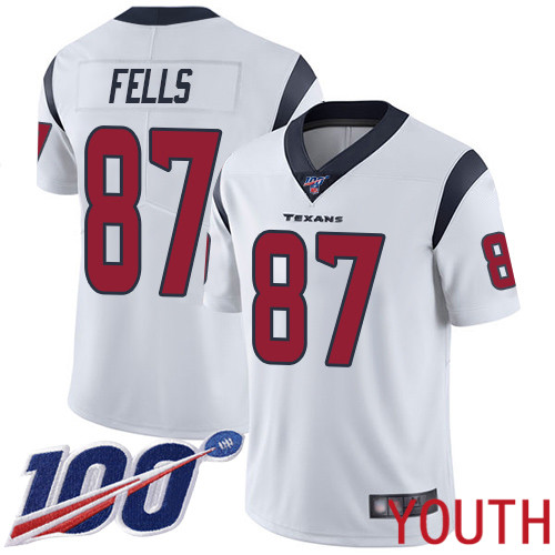 Houston Texans Limited White Youth Darren Fells Road Jersey NFL Football #87 100th Season Vapor Untouchable->youth nfl jersey->Youth Jersey
